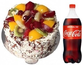 Karışık Meyveli Pasta Cola Hediyeli pasta
