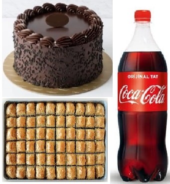 Lezzet Şöleni: Klasik Çikolatalı Pasta 1 kg Baklava ve Cola pasta